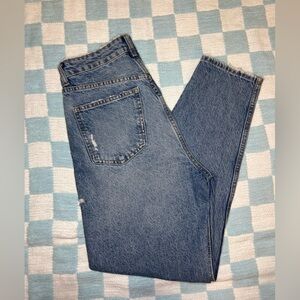 Zara Blue Relaxed Jeans with Contrast Stitching